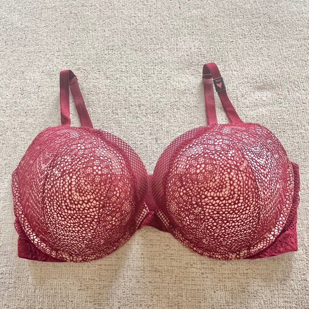 Victoria's Secret Very Sexy Push-Up Bra 36DD Burgundy Lace Underwire Lingerie